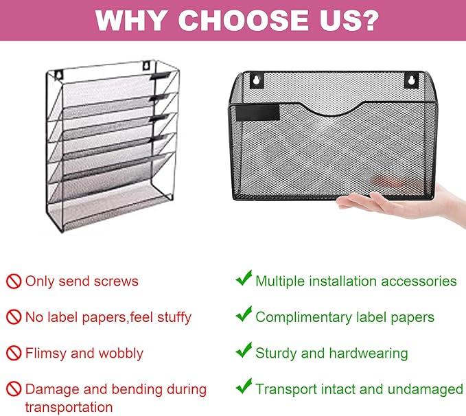 1 Pocket Mesh Wall File Holder Organizer Office Hanging File Folder Magazine - Image 4