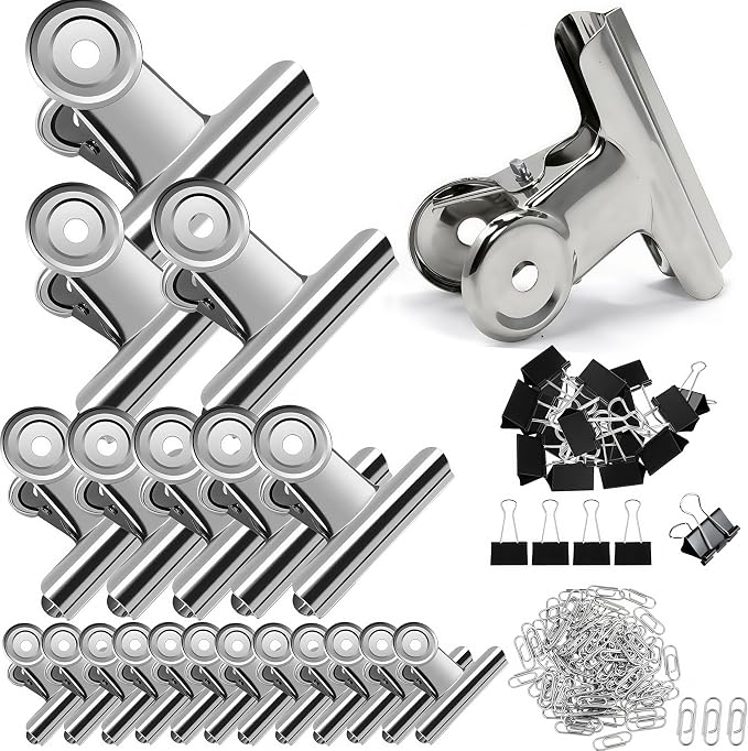 140 PCS Stainless Steel Metal Hinge Clips Assorted, Large Bulldog Clips by Unknown