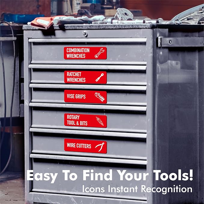90 PCS Magnetic Toolbox Labels, 82 Pre-Printed & 8 Blanks Large Size Tool Chest - Image 5