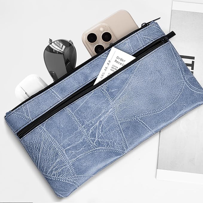 HAUTOCO 2 Pcs Money Bag with Zipper 11 x 6.1 inch Embossed Deposit Money Pouch - Image 7