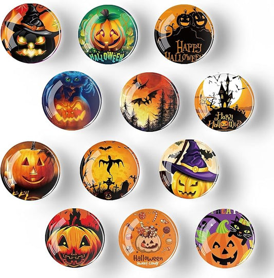 12Pcs Glass Strong Magnetic Refrigerator Magnet Fridge Sticker,Halloween Crystal Fridge Magnets Decoration for Crafts,Strong Fridge Magnets for Kitchen,School,Office Whiteboard,Cabinet and Dishwasher-DeskLoop Office