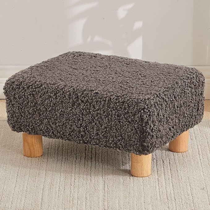 Small Foot Stool Ottoman, Sherpa Footstool Ottoman Foot Rest by FIMIVIBI