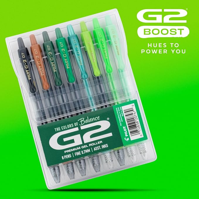 Pilot G2 Premium Gel Roller Pens, G2 Boost Green Pens Pack, The Colors of - Image 2