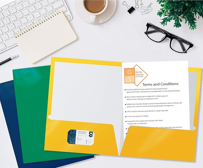 Better Office Products 2 Pocket Glossy Laminated Paper Folders, Letter Size - Image 4