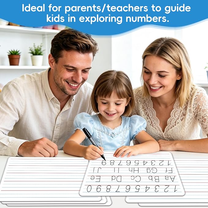 10 Pack Double-Sided Dry Erase Whiteboards, 12” x 8” –Alphabet & Number - Image 5