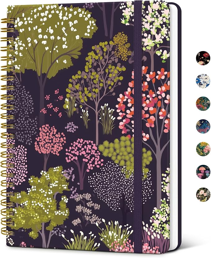 Taja Spiral Journal Notebook for Women, Pretty Hardcover Lined Notebook for by Taja