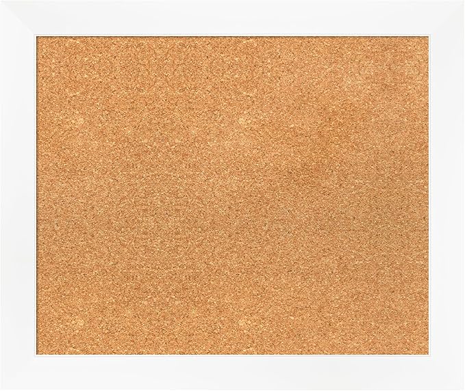 Amanti Art Natural Cork Board for Wall, 21x25 Vision Board with White Frame, Medium Corkboard Office Decor for Home Organization, Modern Corkboard Pinboard to Display Items for Home Organization in-DeskLoop Office