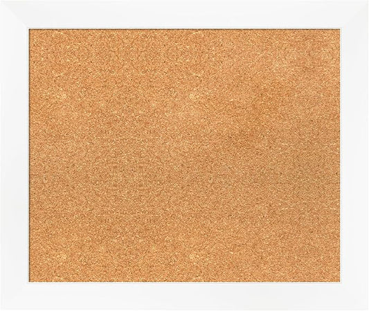 Amanti Art Natural Cork Board for Wall, 21x25 Vision Board with White Frame, Medium Corkboard Office Decor for Home Organization, Modern Corkboard Pinboard to Display Items for Home Organization in-DeskLoop Office