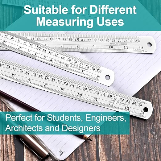 Metal Rulers, Steel Rulers Pack of 4, 14-inch Stainless Steel Ruler - Image 6