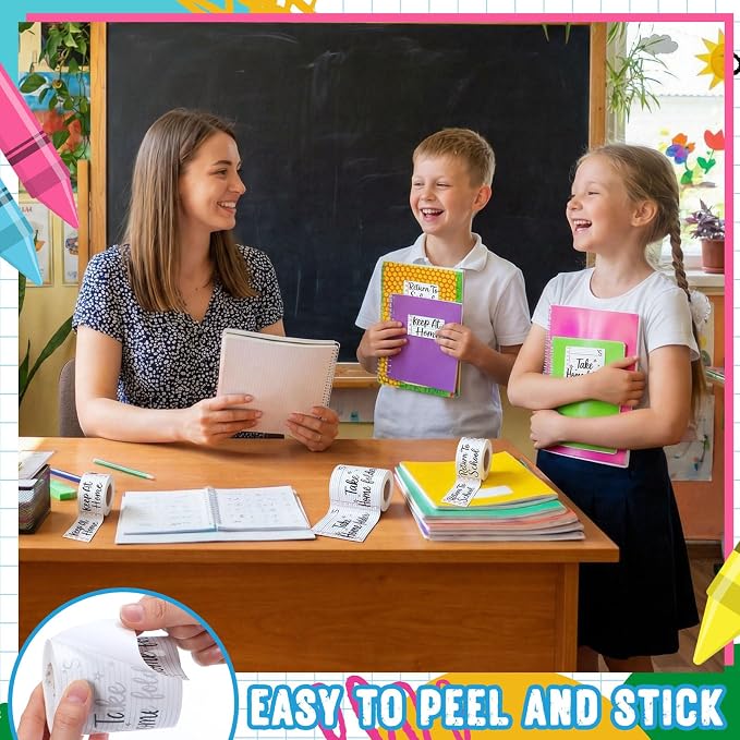 600 Pcs 3 Rolls Student Homework Folder Labels Take Home Folder Return to - Image 6