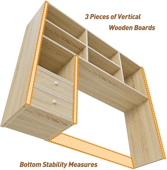 REIBII Desktop Bookshelf, High-Capacity Desk Hutch Organizer - Image 7
