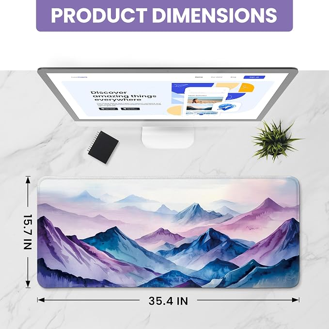Aesthetic Desk Mat, Cute Distant Peaks Desk Pad Protector - Image 2