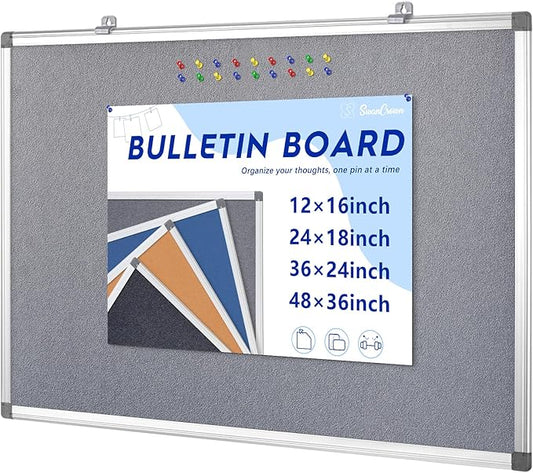 Felt Bulletin Board 24x18inches Photo Picture Display Board Wall Hanging Notice Board with Push Pins-DeskLoop Office