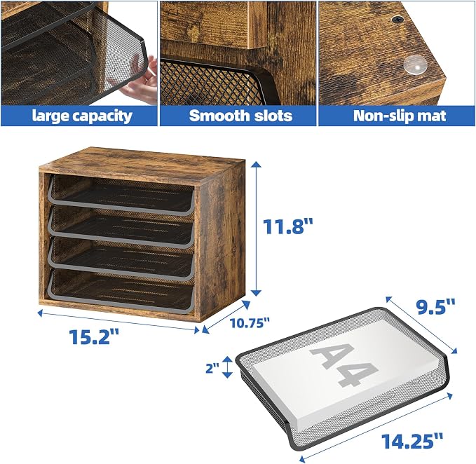 Simple Trending Desk File Organizers, 4-Tier Letter Tray Paper Organizer - Image 8