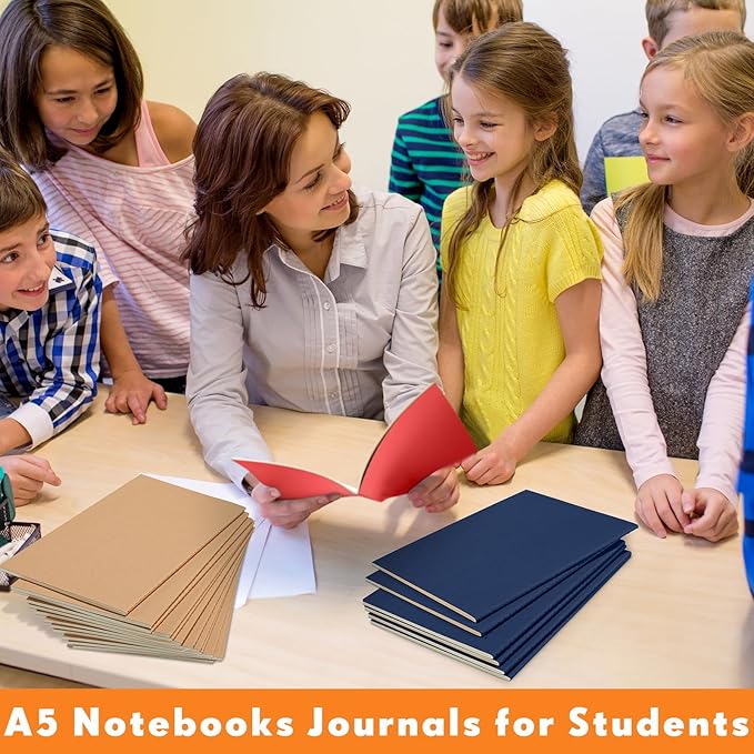 Mimorou 100 Pcs Kraft Notebook Journals 5.5 Inch x 8.3 Inch A5 Softcover Notebooks Bulk for Writing Sketch Office Notepad with 60 Pages 30 Sheets(Black, Brown, Red, Navy,Lined)-DeskLoop Office