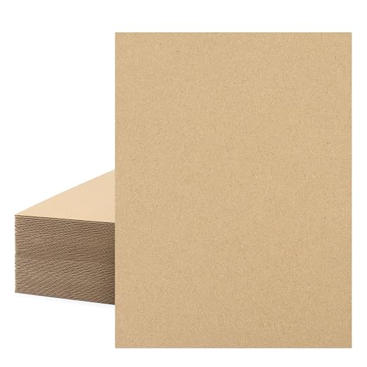 Mat Board Center, 50 Corrugated Cardboard Sheets 12x16 Inches Flat Card Board by MatBoardCenter