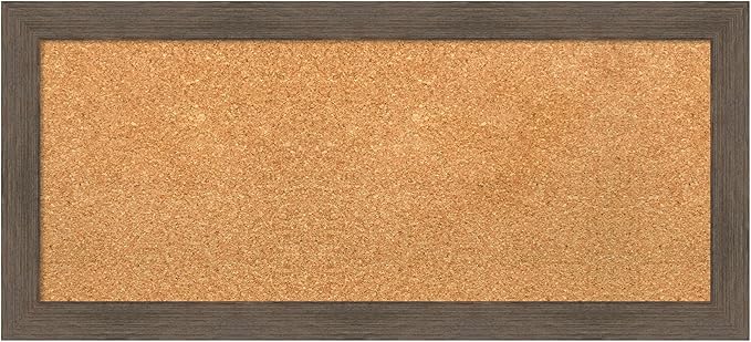Amanti Art Natural Cork Board for Wall, 15x33 Vision Board with Brown Wood Frame, Medium Corkboard Office Decor for Home Organization, Rustic Farmhouse Corkboard Pinboard to display items for home-DeskLoop Office
