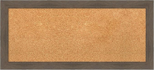 Amanti Art Natural Cork Board for Wall, 15x33 Vision Board with Brown Wood Frame, Medium Corkboard Office Decor for Home Organization, Rustic Farmhouse Corkboard Pinboard to display items for home-DeskLoop Office