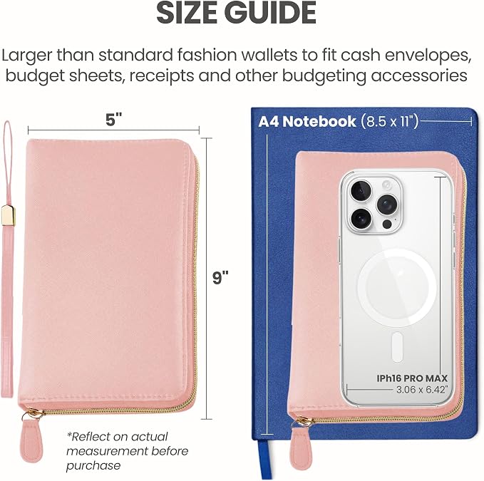 Three Way Cut Cash Envelope Wallet Pink All in One Budget System RFID Blocking - Image 4