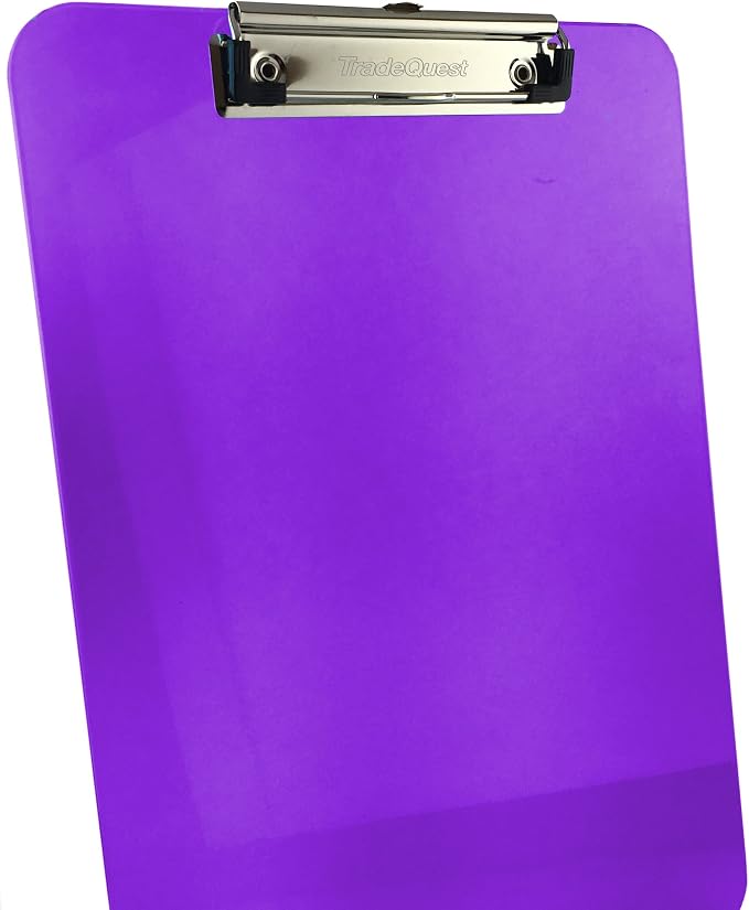 Trade Quest Plastic Clipboard Transparent Color Letter Size Low Profile Clip - Image 2