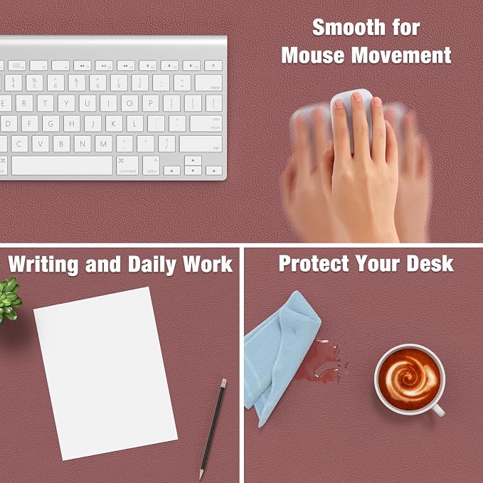 Hsurbtra Desk Pad, 35.5" x 17" PU Leather Desk Mat, XXL Extended Mouse Pad - Image 4