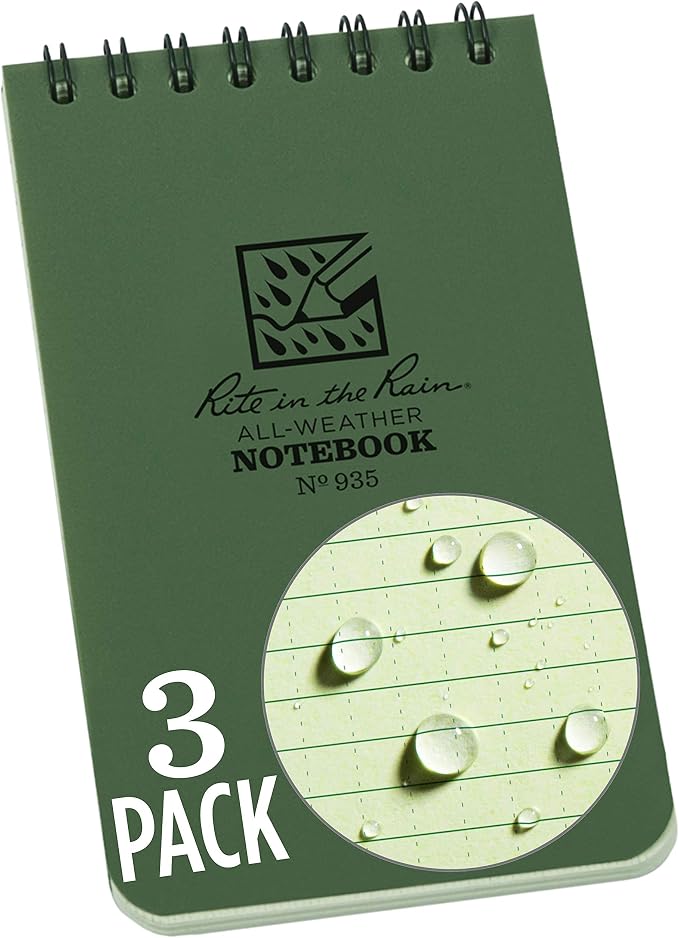 Rite in the Rain Weatherproof Top Spiral Notebook, Universal Pattern, 3 Pack by RiteintheRain