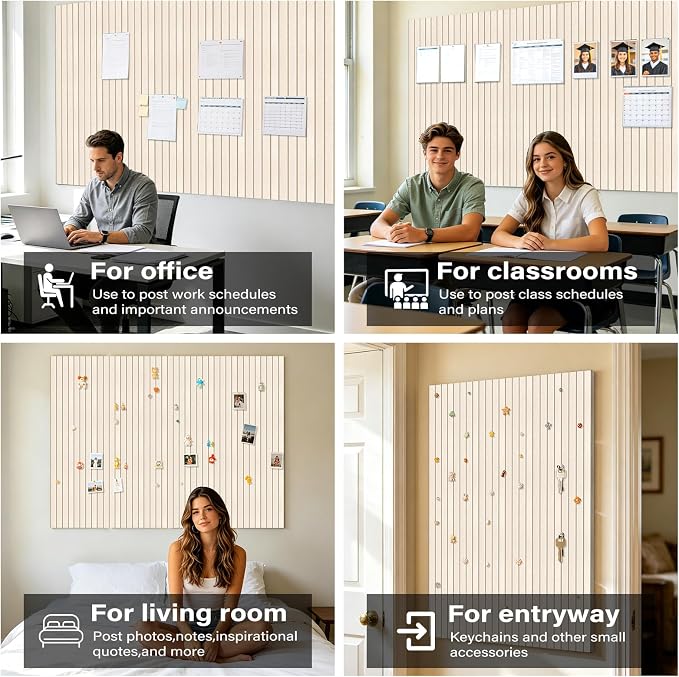 Large Felt Bulletin Board，36" x 24" 6 Pack Cork Board Alternative - Image 7