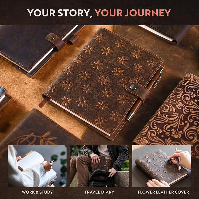 moonster Floral Leather Journal - Image 4