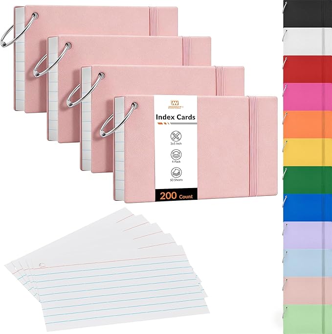 NEEWAY Ruled Index Cards with Ring 3x5 Inches, Flash Cards with Rings by NEEWAY