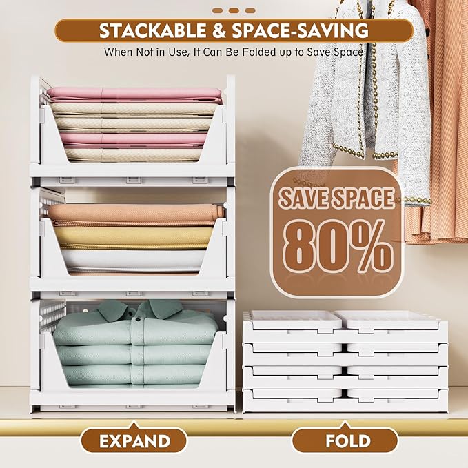 SNSLXH 5 Pack Stackable Closet Storage Basket, Space-Saving Clothes Storage - Image 5