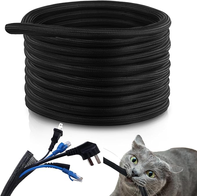 Pangda 50ft Split Wire Loom Tubing Flame Retardant Braided Cable Sleeve Split - Image 9