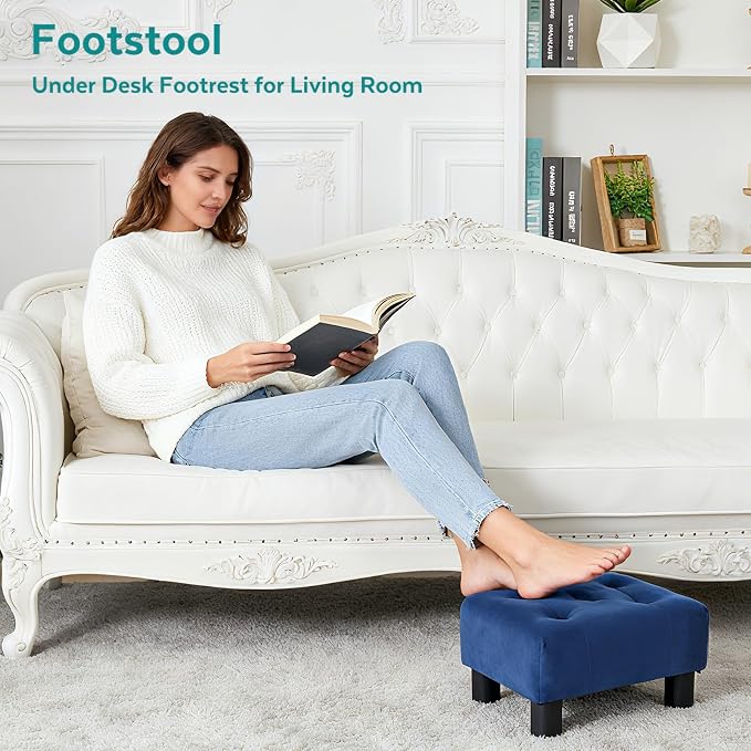 Small Foot Stool Ottoman, Velvet Footstool Ottoman Foot Rest - Image 8