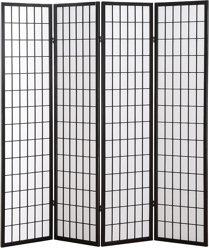 NicBex Room Divider 4 Panel Room Dividers with Oriental Style Partition Room Dividers and Folding Privacy Screens Wall Divider for Home, Office, Room Separation,72" W x 2" D x 72" H, Black-DeskLoop Office