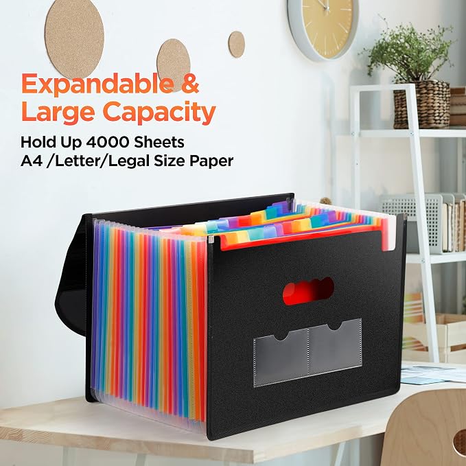 Large Accordion File Organizer, 24 Pockets Legal File Folder, Expanding File - Image 4