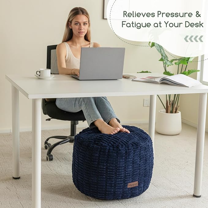 HIGOGOGO Pouf Ottoman Stuffed Round Modern Foam Filled Foot Rest Poufs - Image 3