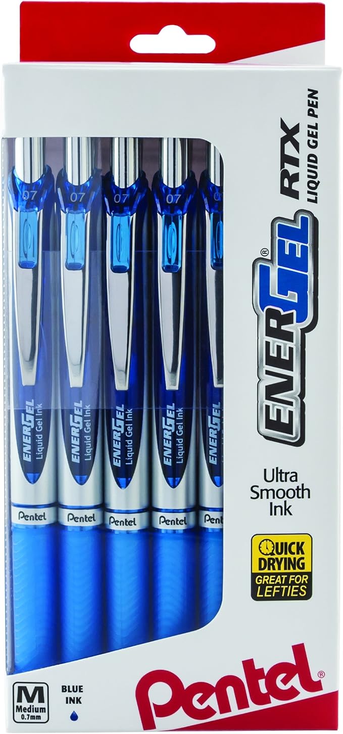 Pentel EnerGel RTX RT Liquid Gel Pen, Metal Tip, 12-Pk Window Box of 12 -Pack by PentelofAmerica