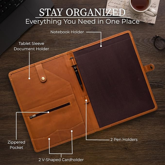 Leather Portfolio, Leather Binder - Image 3