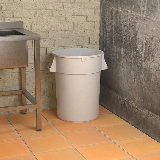44 Gallon White Round Commercial Trash Can-DeskLoop Office