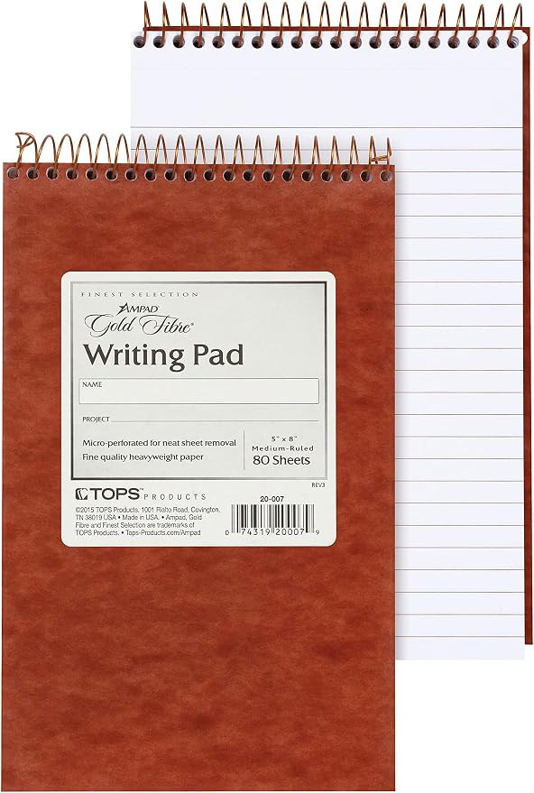 Ampad Gold Fibre Retro Writing Pad, 5 x 8, Medium Rule, 80 Sheets, 1 Each by TOPSProducts