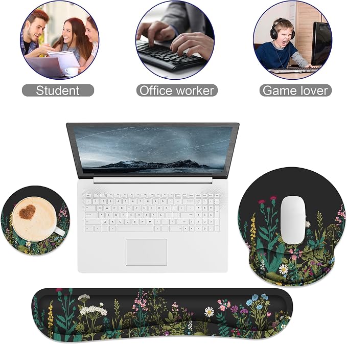 Ergonomic Mouse Pad with Wrist Rest and Keyboard Wrist Rest, Memory Foam Wrist - Image 4