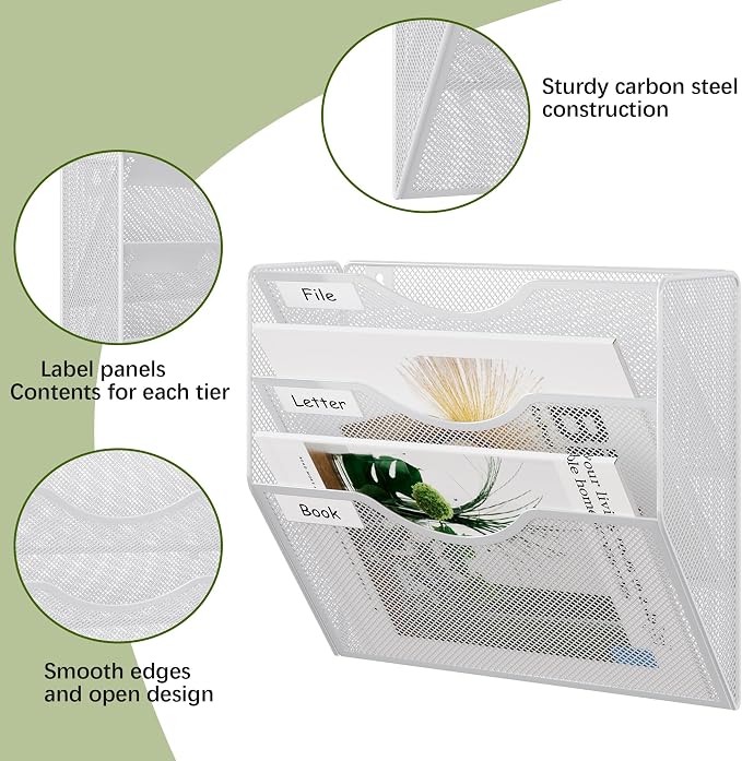EasyPAG 3 Pocket Mesh Wall File Organizer, Hanging Paper Folder Holder - Image 3