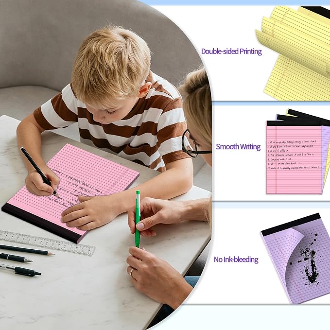 3 pcs Legal Pads 8.5 x 11 Note Pads, Colored Legal Notepads 8.5 x 11, Notebook - Image 4