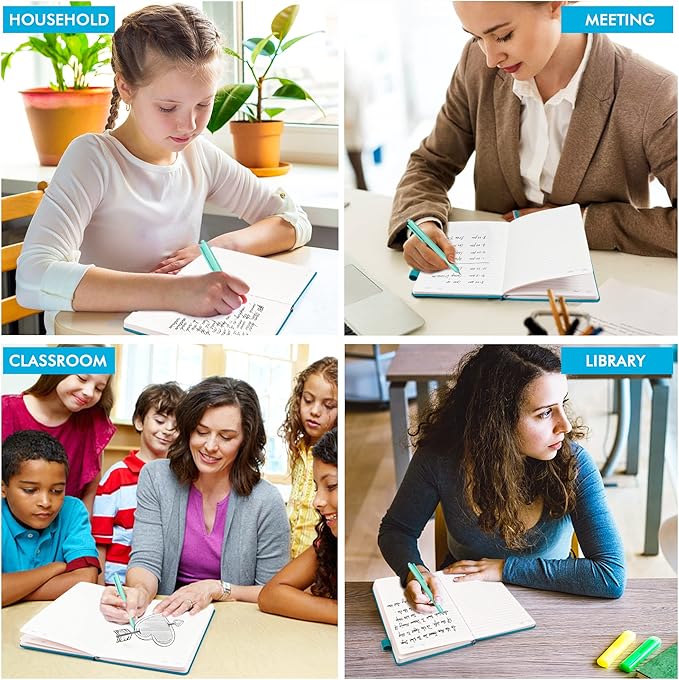 5 Pack Journal Notebook Bulk for School, Feela Hardcover Business Notebooks Classic Ruled Lined Journals with Pen Holder for Work Note Taking, with 5 Black Pens, 120 GSM, 5.1”x8.3”, A5, Teal-DeskLoop Office
