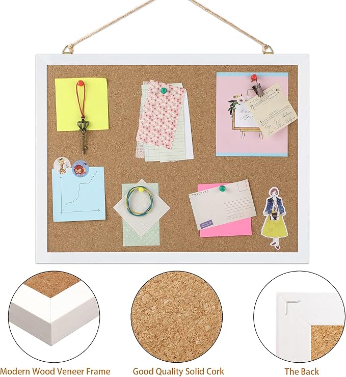 FEBSNOW Cork Board Bulletin Board 15.7 x 12 Inches - Image 3