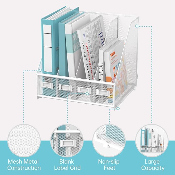SUPEASY Magazine File Holder, Binder Holder Metal Desk Organizer - Image 4