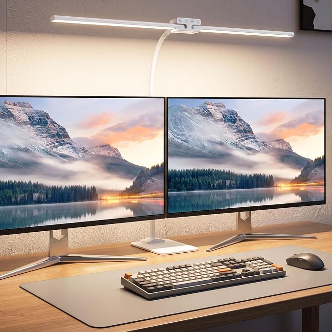 24W Led Desk Lamps with Base for Office Home, 31.5-in Double Head, Dimmable 4 by EppieBasic