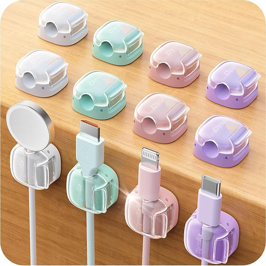 Cable Clips, 12 Pack Cord Holder Cord Organizer Spring Cord Clips Phone Charger by Chfeila