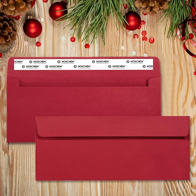 Red #10 Envelopes 100 Count Self Seal Envelopes Red - Image 2