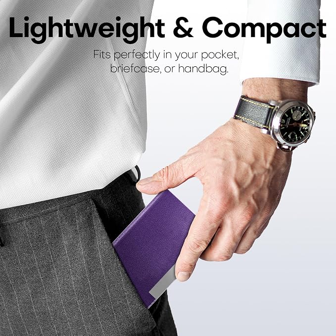 Padike Business Card Holder, Business Card Case Professional PU Leather & - Image 7