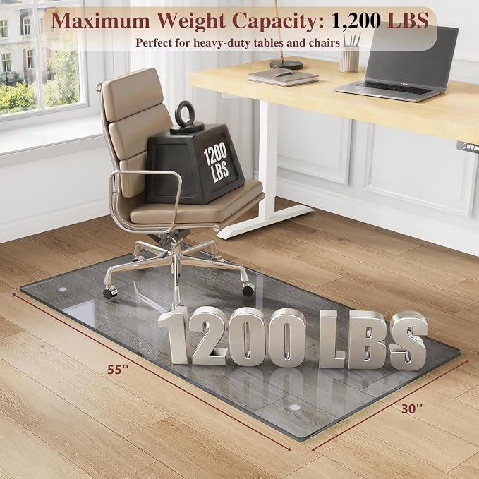 Tempered Glass Chair Mat for Carpet，30"x55" Office Mats for Rolling Chairs - Image 2